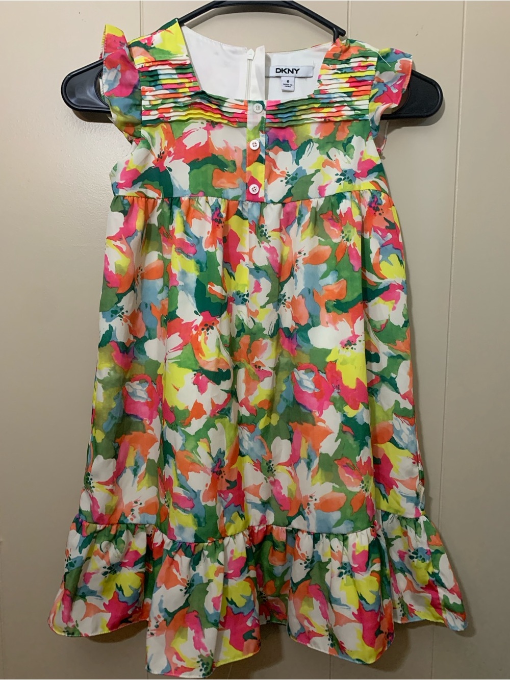 DKNY Multicolor Floral Pleated Girls Dress size 6